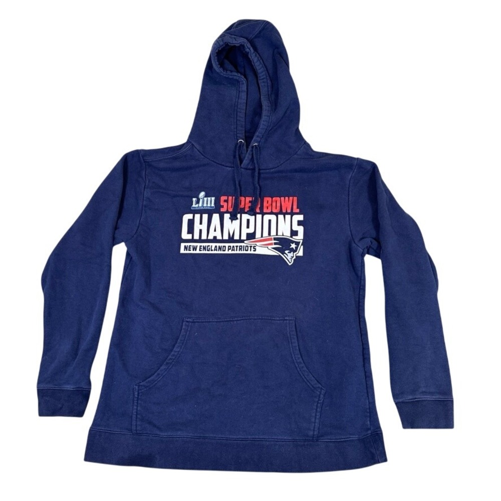 NFL New England Patriots Super Bowl LIII Champions Hoodie Navy Blue XL FG-144696